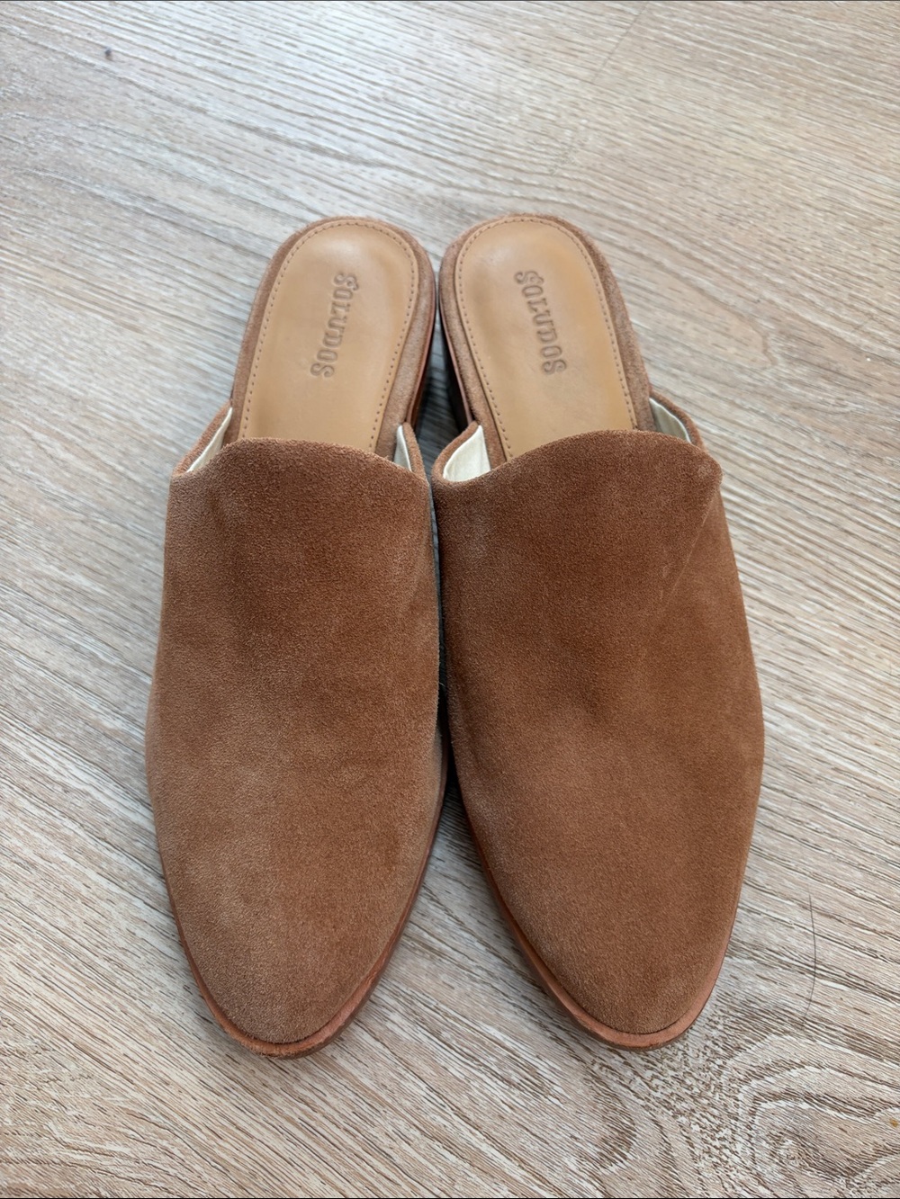 Soludos Tan Suede Pointed-Toe Slip-On Mules size 9.5